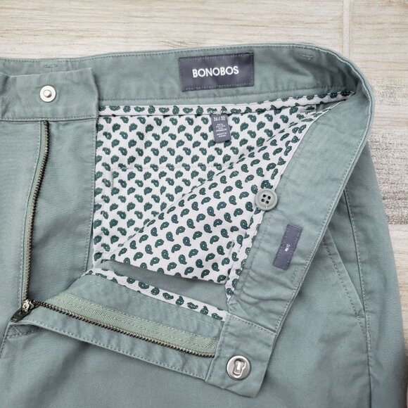 Bonobos Mens Light Green Flat Front Original Slim Chino Pants 36 x 32 - Picture 5 of 9